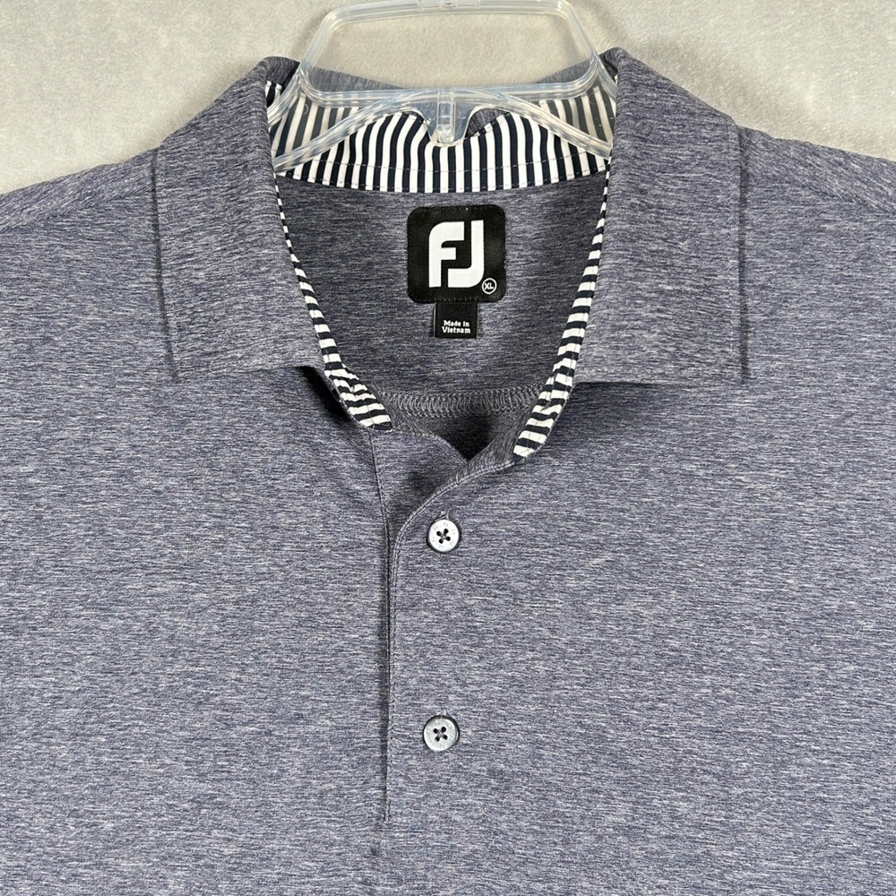 FootJoy Polo Shirt Mens XL Blue Heathered Short Sleeve Golf Athletic Logo - Picture 3 of 9